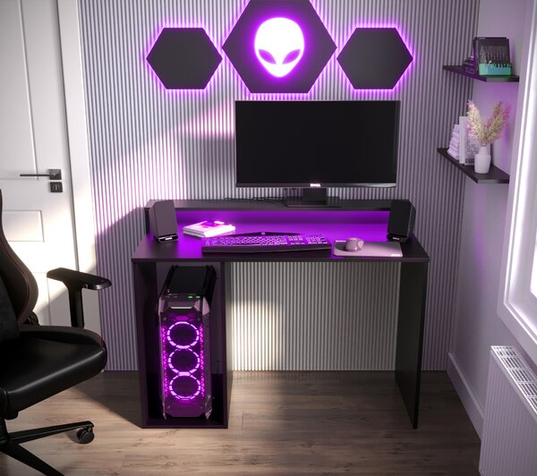 Herní PC stolek Garrick 2 (černý) (s LED RGB osvětlením)