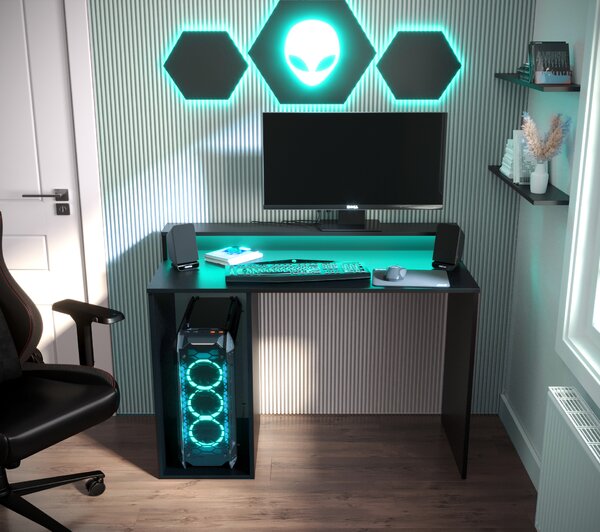 Herní PC stolek Garrick 2 (černý) (s LED RGB osvětlením)