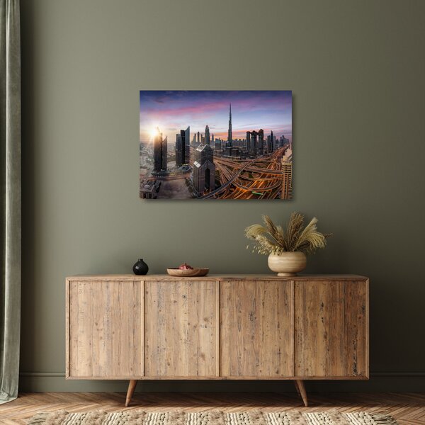 Skleněný obraz - Panorama Dubaje (70x50 cm)