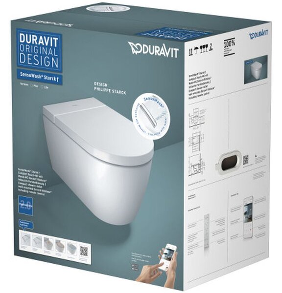 Duravit SensoWash bidetové wc závěsné Bez oplachového kruhu bílá 650001012004310