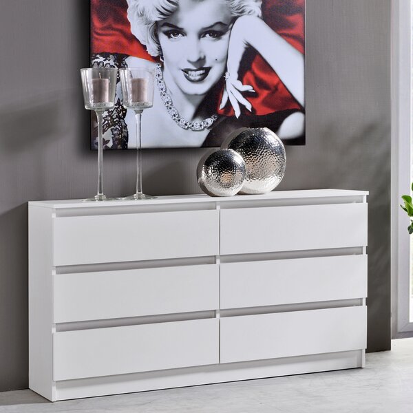 Komoda se 6 zásuvkami 140x78 cm komoda bílá devná skí komoda píborník píborník píborník organizér íka 140 cm výka 78 cm