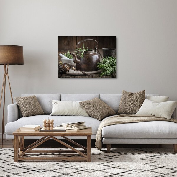 Skleněný obraz - Konvička s rozmarýnem (70x50 cm)