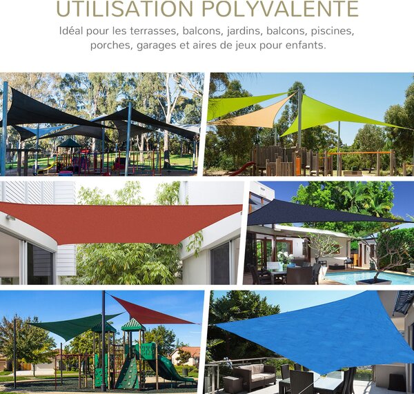 Outsunny Obdélníková Sluneční Plachta 3 x 3 m s Ochranným UV Filtrm a Úložným Vakem - Krémová | Aosom