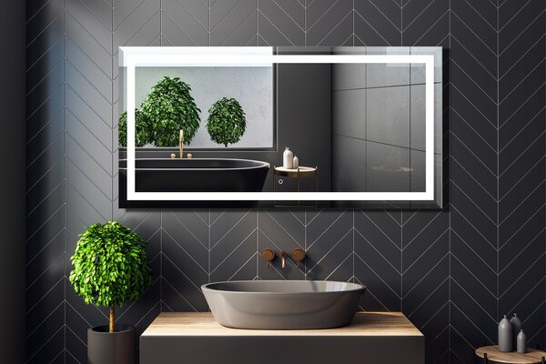 Venti Willa zrcadlo 120x60 cm obdélníkový s osvětlením stříbrná 5907722357984