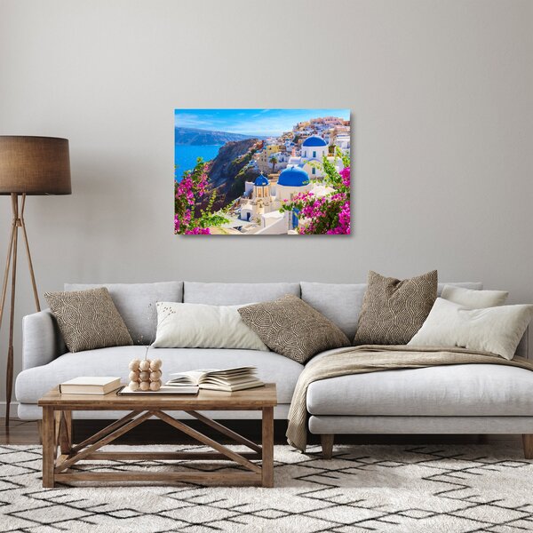Skleněný obraz - Santorini, Řecko (70x50 cm)