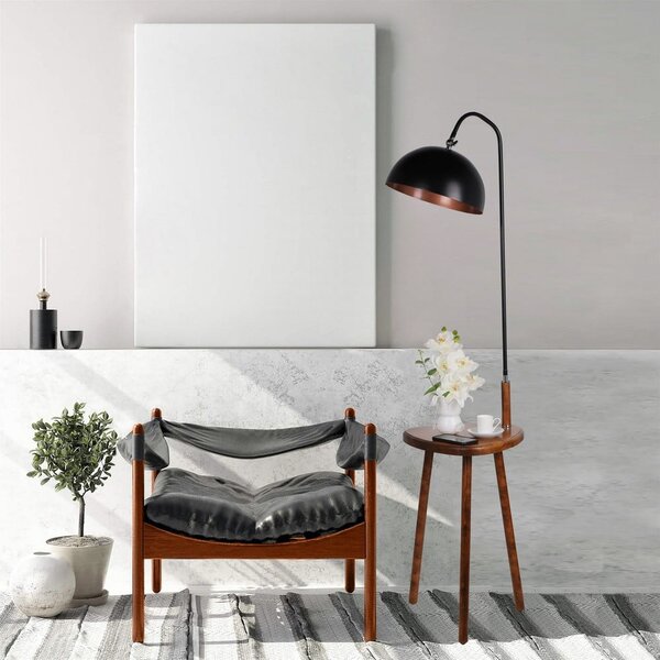 Černá stojací lampa s odkládacím stolkem Opviq lights