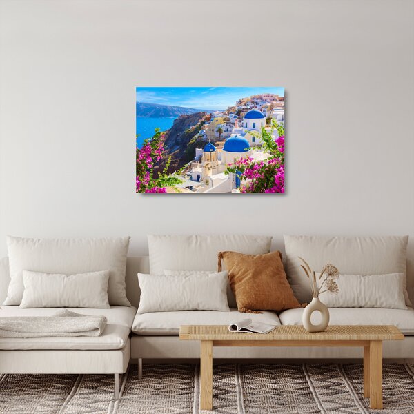Skleněný obraz - Santorini, Řecko (70x50 cm)