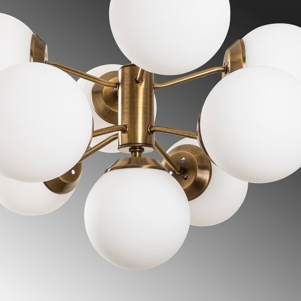 Bílé/v mosazné barvě závěsné svítidlo se skleněným stínidlem ø 70 cm Mudoni – Opviq lights