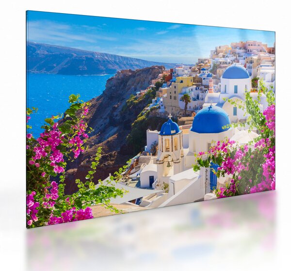 Skleněný obraz - Santorini, Řecko (70x50 cm)