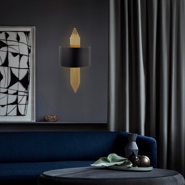 Černé/ve zlaté barvě nástěnné svítidlo Rayi – Opviq lights