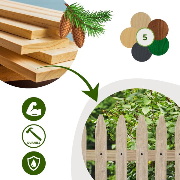 Floranica 3 ks 100 x 40 cm neošetřený s kovovým sloupkem zahradní plot předzahrádka zapichovací plot ozdobný plot latě