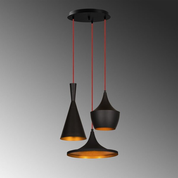 Černé/v měděné barvě závěsné svítidlo s kovovým stínidlem ø 51 cm Elmas – Opviq lights