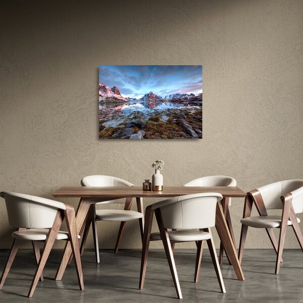 Skleněný obraz - Východ slunce nad Reine (70x50 cm)