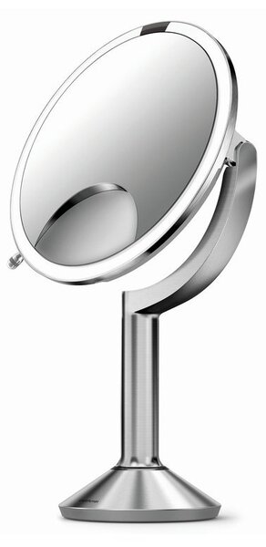 Simplehuman, Stolní kosmetické zrcadlo s LED osvětlením a dotykovým ovládáním Sensor TRIO, 20 cm | nerezová