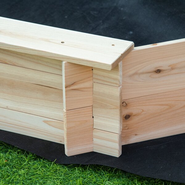 Outsunny Osmiúhelníkový Dřevěný Pískoviště 139,5L x 139,5W x 21,5H cm - 4 Lavice - Krycí Plachta, Netkaná Podložka Součástí - Předem Olejovaný Štěp |
