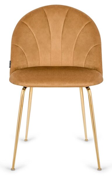Elegantní čalouněná jídelní židle Velvet GOLD - glamour design, robustní ocelový rám