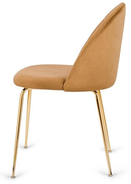 Elegantní čalouněná jídelní židle Velvet GOLD - glamour design, robustní ocelový rám