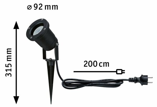 PAULMANN LED bodové zahradní světlo zlaté světlo neláká hmyz IP65 kruhové 92mm 2200 - 2200K 4,3W 230V 38-38° černá kov