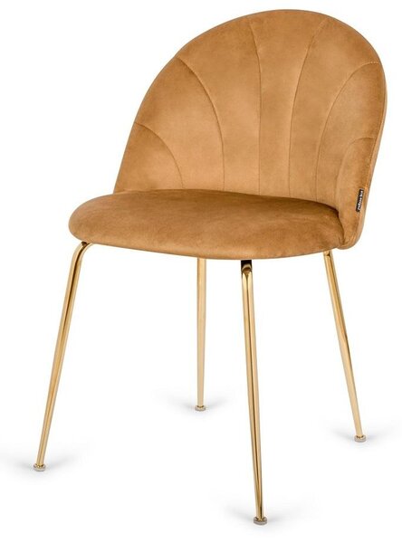 Elegantní čalouněná jídelní židle Velvet GOLD - glamour design, robustní ocelový rám