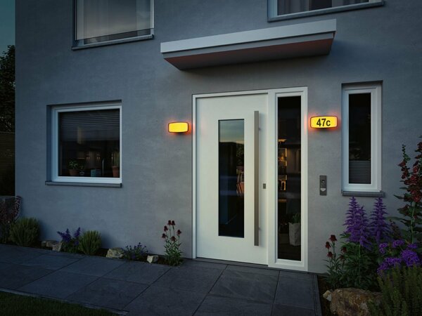 VÝPRODEJ VZORKU PAULMANN LED domovní číslo a svítidlo Smart Home Zigbee Sheera soumrakový senzor IP44 276x73mm RGBW+ 6,5W 230V antracit umělá hmota