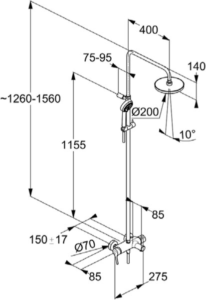 Kludi Dual Shower System sprchová sada na stěnu chrom 6808305-00