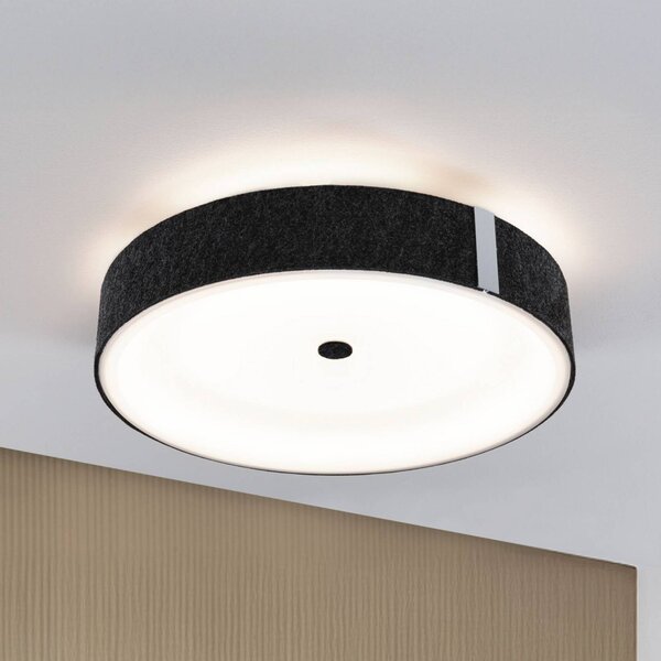 Paulmann Smart LED stropní svítidlo Malika antracit Ø 40 cm plst, stmívatelný, Hliník / šedá / zinek, Obývací pokoj / jídelna, Textil / tkanina / hedvábí, Moderní, Stropní svítidlo