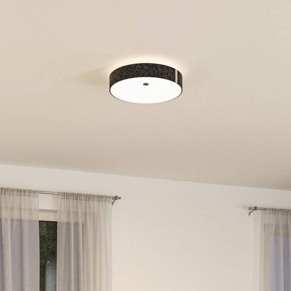 Paulmann Smart LED stropní svítidlo Malika antracit Ø 40 cm plst, stmívatelný, Hliník / šedá / zinek, Obývací pokoj / jídelna, Textil / tkanina / hedvábí, Moderní, Stropní svítidlo