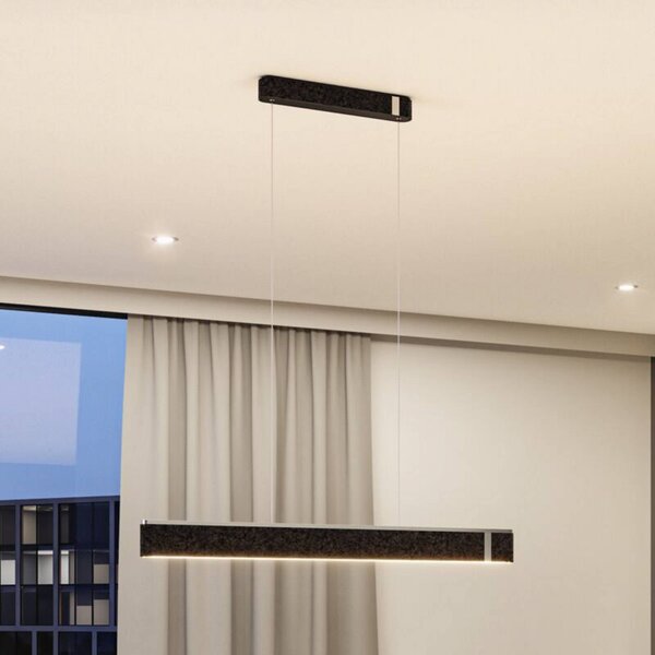 Paulmann Smart LED závěsné světlo Jagun, antracit, 100 cm, plsť, stmívatelný, Hliník / šedá / zinek, Obývací pokoj / jídelna, Textil / tkanina / hedvábí, Moderní