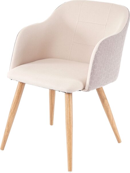 Sada 2 jídelních židlí HWC-D71, židle kuchyňská židle, retro design, područky látka/textil krémovo-béžová