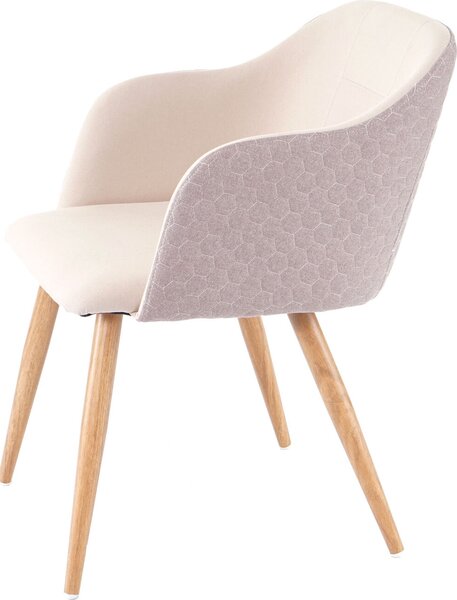 Jídelní židle HWC-D71, židle kuchyňská židle, retro design, područky látka/textil krémovo-béžová