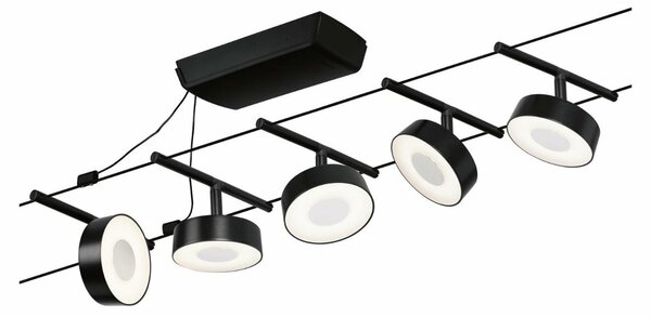 PAULMANN LED lankový systém Circle základní sada 5x5W 3000K 230/12V černá mat/chrom
