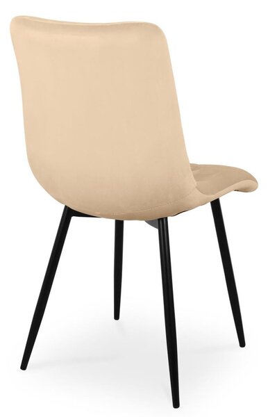 Bettso -2 x jídelní židle sada 2 jídelních židlí kuchyňská židle čalouněná designová židle s opěradlem, se sametovým sedákem, kovový rám-BEN Béžová / černé nohy