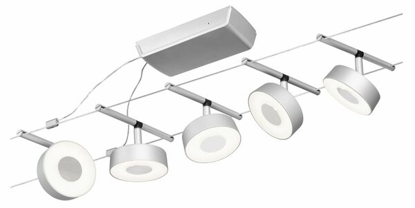 PAULMANN LED lankový systém Circle základní sada 5x5W 3000K 230/12V matný chrom/chrom
