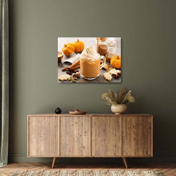 Skleněný obraz - Dýňové latte (70x50 cm)
