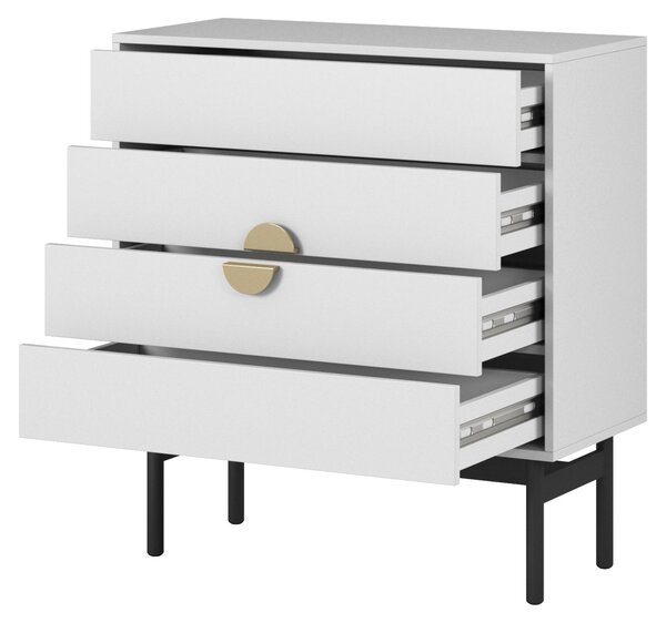 Selsey Stoon II – Komoda se 4 zásuvkami, bílá, 85 cm