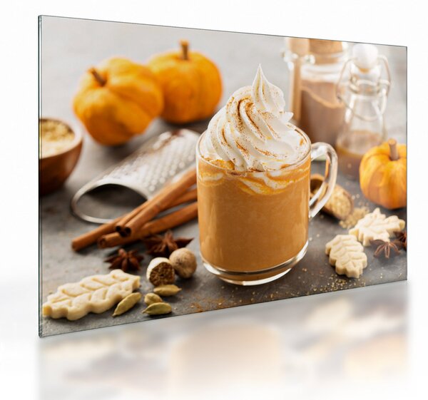 Skleněný obraz - Dýňové latte (70x50 cm)