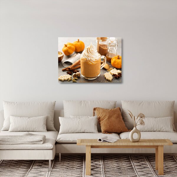 Skleněný obraz - Dýňové latte (70x50 cm)
