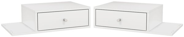 HOMCOM Sada 2 Nástěnných Nočních Stolků - Sada 2 Nočních Stolků - Boční Police a Zásuvka - 55D x 30Š x 15V cm - Bílá Dřevěná | Aosom