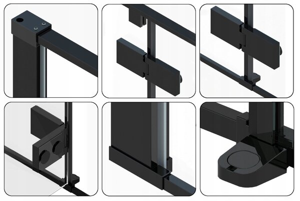 Sprchový Kout REA FARGO BLACK 90x90 U + Sprchová vanička SAVOY WHITE
