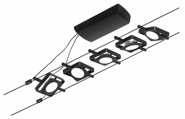 PAULMANN LED lankový systém MacLED základní sada 5x4,5W 3000K 230/12V černá mat/chrom