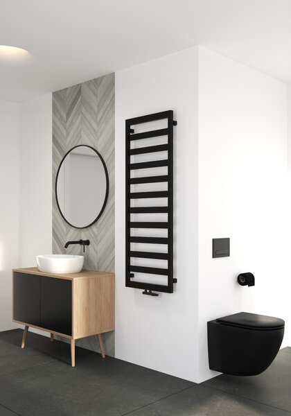 Oltens Benk koupelnový radiátor žebříkový 139x50 cm černá mat 55006300