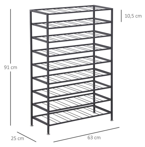 HOMCOM Stojan na víno s kapacitou 54 lahví 63D x 25Š x 91V cm černý kov | Aosom
