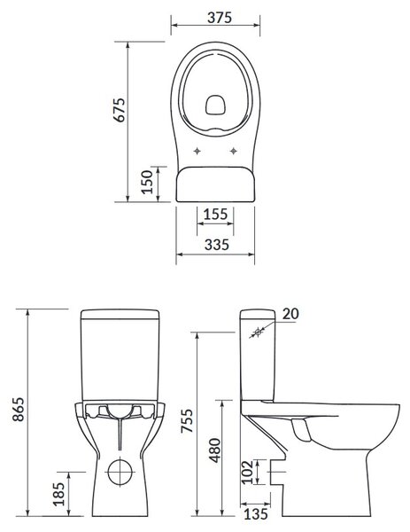 Cersanit Etiuda wc kombi pro osoby se zdravotním postižením bílá K11-0221