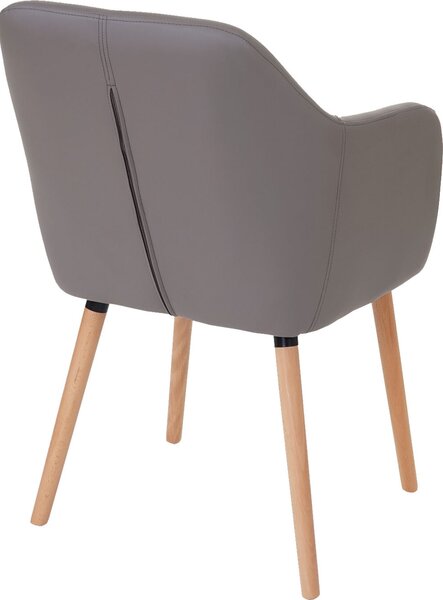 Jídelní židle Malmö T381, židle kuchyňská židle, retro design 50. let Imitace kůže, taupe-šedá, světlé nohy