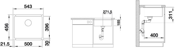 Blanco Subline 500-U keramický dřez 54.3x45.6 cm bílá 523733