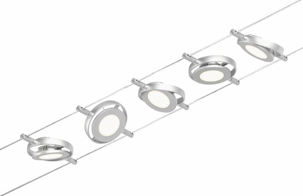 PAULMANN LED lankový systém RoaMac základní sada 5x4,5W 3000K 230/12V matný chrom/chrom