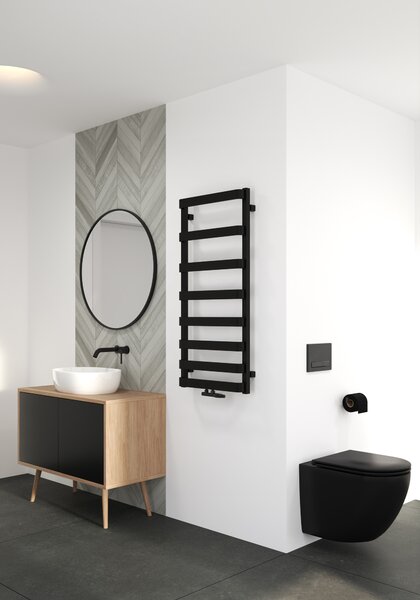Oltens Varme koupelnový radiátor žebříkový 108.5x50 cm černá mat 55001300