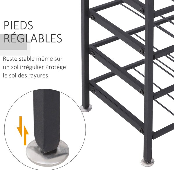 HOMCOM Stojan na víno s kapacitou 54 lahví 63D x 25Š x 91V cm černý kov | Aosom