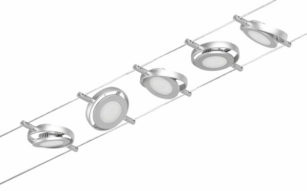 PAULMANN LED lankový systém RoaMac základní sada 5x4,5W 3000K 230/12V matný chrom/chrom