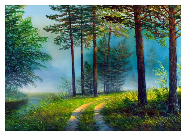 Skleněný obraz - Olejomalba krajiny (70x50 cm)